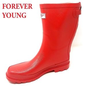 Women Mid Calf Zipper Rubber Rain Boots, RB-5413